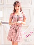 画像43: 【みゆう/関西コレクション着用】【an/アン】ギンガムチェック柄/ オフショルダー/ ショルダーリボン/ パールボタン/ プリーツ/ フレア/ ミニドレス/ キャバドレス[OF05] (43)