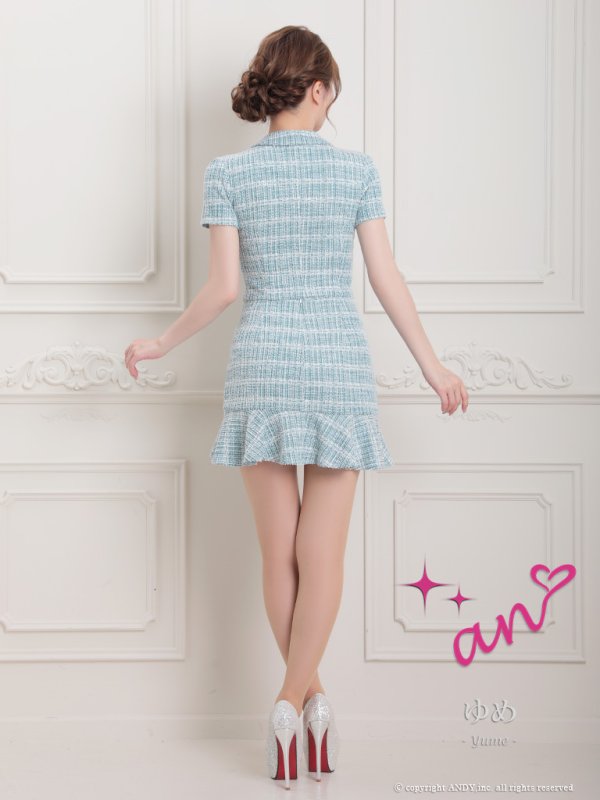 画像26: 【LIMITED SALE開催中！! 11月11日より順次発送予定】XSサイズあり【an/アン】セットアップ/ ツイード / ストレッチ/ 半袖/ 袖あり/ 裾フリル/ ミニドレス/ キャバドレス[OF05] (26)