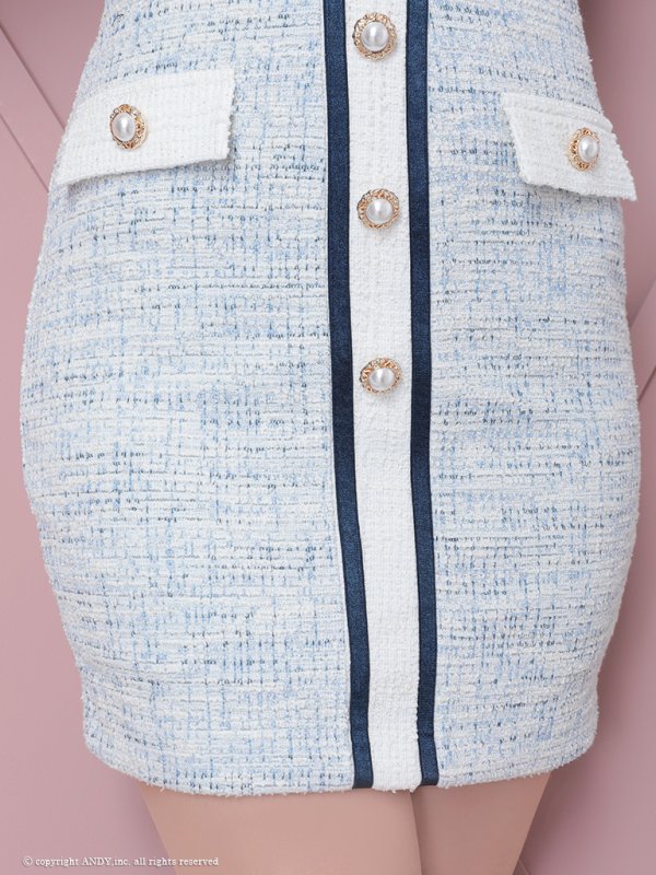 画像23: 【an/アン】ストレッチ/ ミックスツイード/ フロントボタン/ 半袖/ 袖あり/ タイト/ ミニドレス/ キャバドレス[OF05] (23)