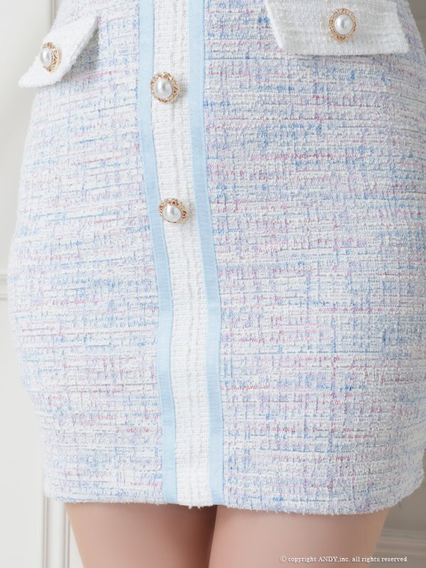 画像8: 【an/アン】ストレッチ/ ミックスツイード/ フロントボタン/ 半袖/ 袖あり/ タイト/ ミニドレス/ キャバドレス[OF05] (8)