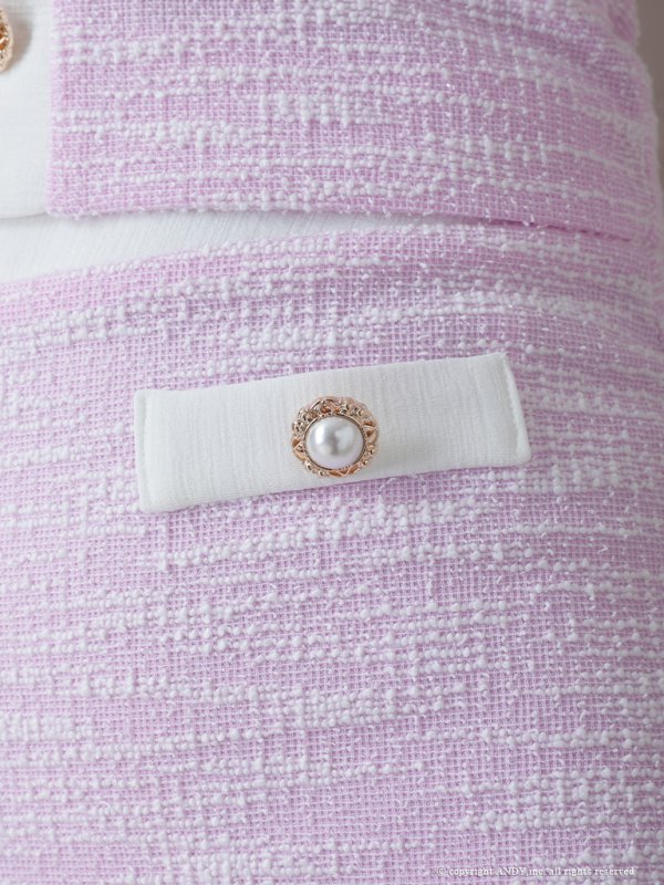 画像17: XSサイズあり【an/アン】ストレッチ/ ツイード/ パイピング/ バイカラー/ ボタン/ フレア/ 裾フリル/ セットアップ/ ミニドレス/ キャバドレス[OF05] (17)