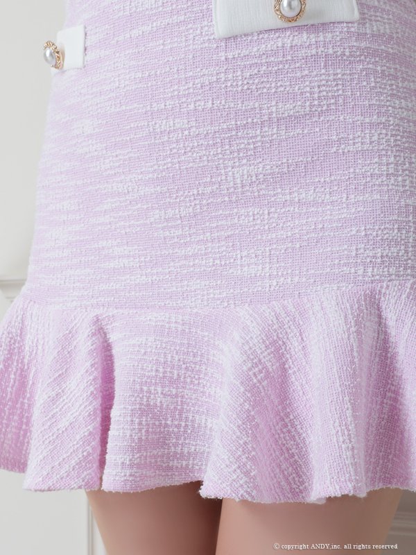 画像18: XSサイズあり【an/アン】ストレッチ/ ツイード/ パイピング/ バイカラー/ ボタン/ フレア/ 裾フリル/ セットアップ/ ミニドレス/ キャバドレス[OF05] (18)