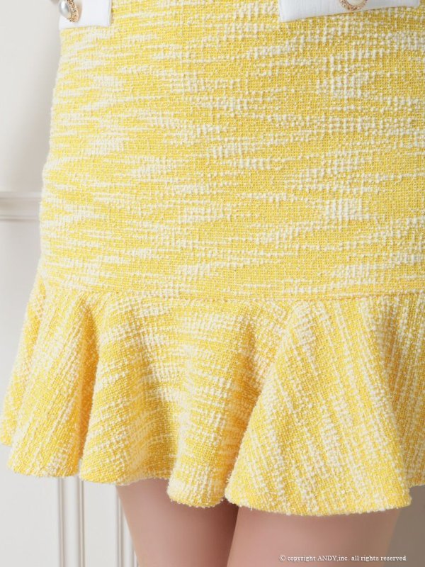 画像9: XSサイズあり【an/アン】ストレッチ/ ツイード/ パイピング/ バイカラー/ ボタン/ フレア/ 裾フリル/ セットアップ/ ミニドレス/ キャバドレス[OF05] (9)