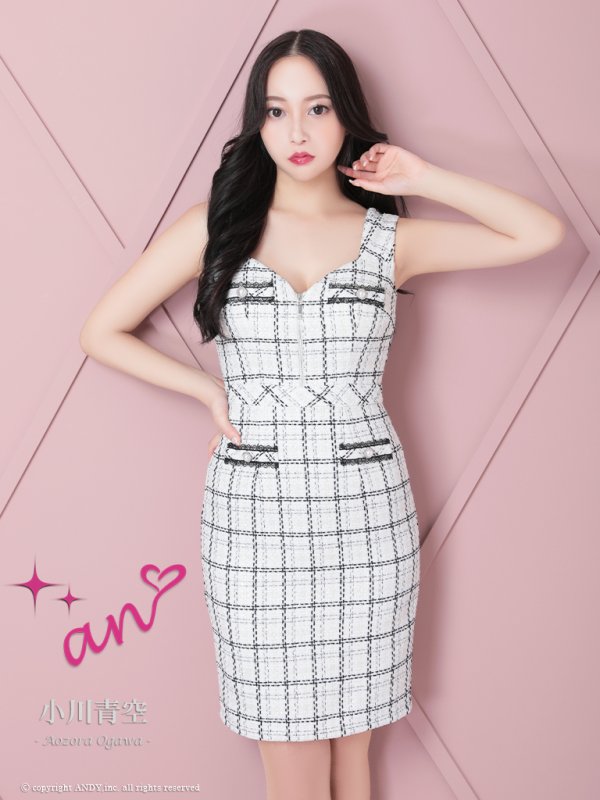 画像31: 【LIMITED SALE開催中！! 11月11日より順次発送予定】【an /アン】チェック柄/ チュール/ ショルダーリボン/ フロントジップ/ ノースリーブ/ タイト/ ミニドレス/ キャバドレス[OF05] (31)