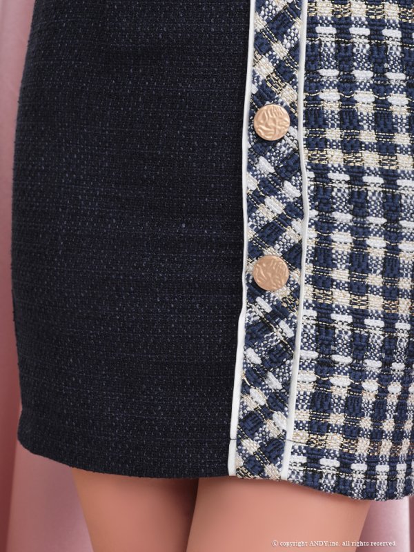 画像6: 【LIMITED SALE開催中！! 11月11日より順次発送予定】【an/アン】ノースリーブ/ ツイード/ ハーフ切替/ タイト/ ミニドレス/ キャバドレス[OF05] (6)