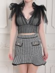 画像13: XSサイズあり【an /アン】ショルダーリボン/ 千鳥柄/ チェック/ ノースリーブ/ ポケットデザイン/ 裾フリル/ マーメイド/ ミニドレス/ キャバドレス[OF05] (13)
