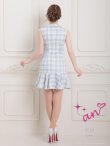 画像36: XSサイズあり【an/アン】マーメイド/ チェック/ 襟付き/ ジャケット風/ ノースリーブ/ ボタン/ アシンメトリーフリル/ ミニドレス/ キャバドレス[OF05] (36)