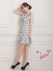 画像28: XSサイズあり【an/アン】マーメイド/ チェック/ 襟付き/ ジャケット風/ ノースリーブ/ ボタン/ アシンメトリーフリル/ ミニドレス/ キャバドレス[OF05] (28)