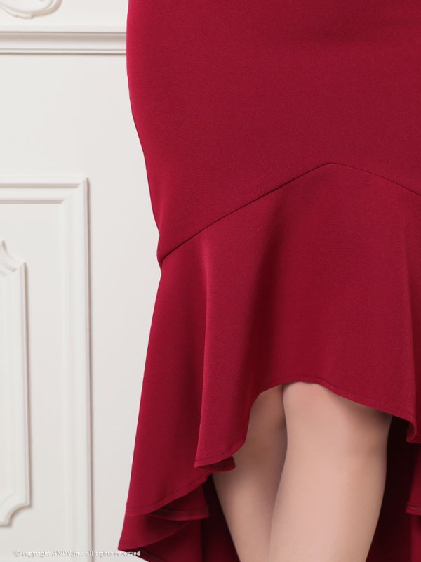 画像34: 【an /アン】マーメイド/ チュール/ シフォン/ ショルダーリボン/ フリル/ テールカット/ ミディアムドレス/ キャバドレス[OF05] (34)