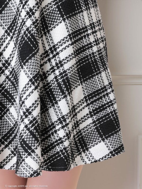 画像15: XSサイズあり 【an /アン】フロントジップ/ チェック/ ツイード/ 襟付き/ ノースリーブ/  フレア/ ミニドレス/ キャバドレス[OF05] (15)