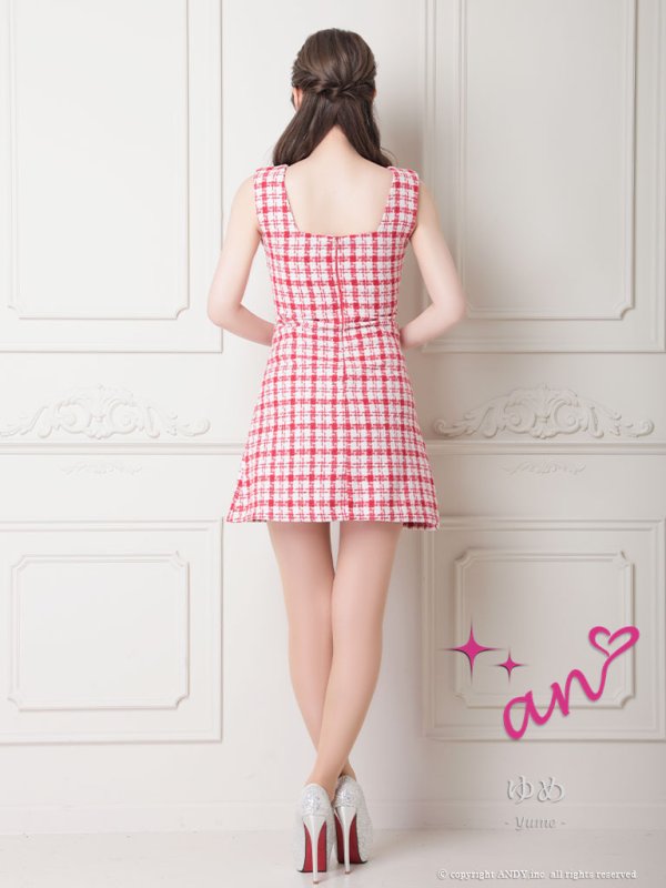画像11: 【LIMITED SALE開催中！! 11月11日より順次発送予定】XSサイズあり 【an /アン】チェック柄/ スクエアネック/ ノースリーブ/ ポケットデザイン/ Aライン/ ミニドレス/ キャバドレス[OF05] (11)