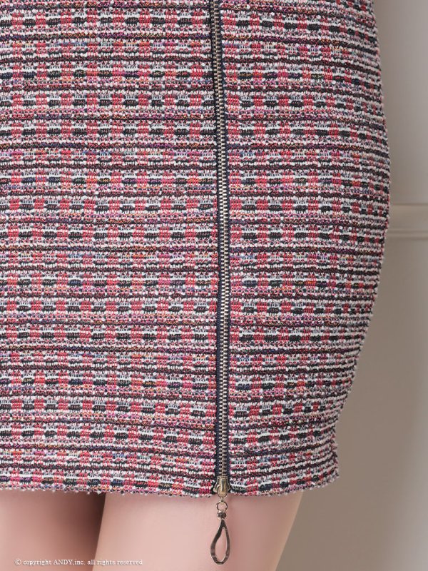 画像27: XSサイズあり【an/アン】フロントジップ/ 袖フリル/ ツイード/ ハイネック/ ストレッチ/ タイト/ ミニドレス/ キャバドレス[OF05] (27)