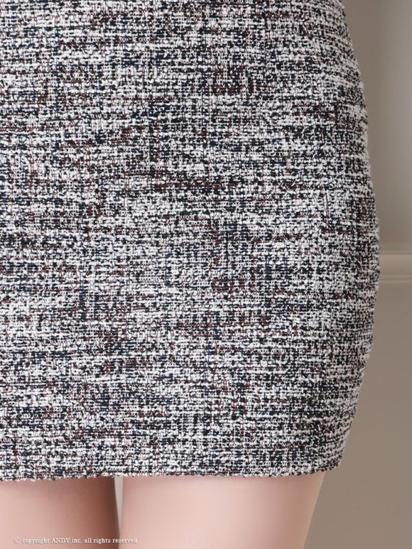 画像16: XSサイズあり【an/アン】 ツイード / セットアップ/ ストレッチ/ 半袖/ 袖あり/ パフスリーブ/ タイト/ ミニドレス/ キャバドレス[OF05] (16)