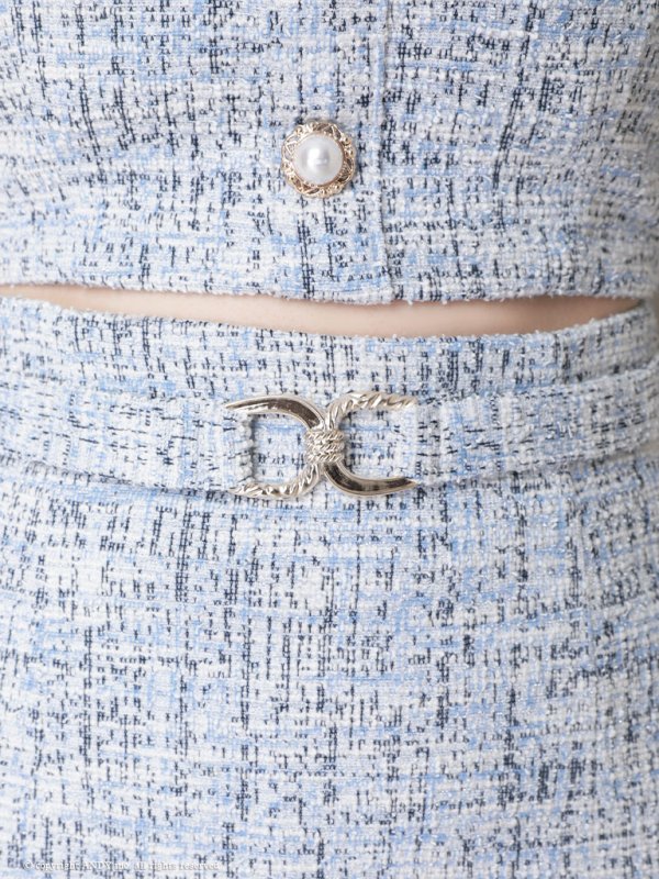 画像7: XSサイズあり【an/アン】 ツイード / セットアップ/ ストレッチ/ 半袖/ 袖あり/ パフスリーブ/ タイト/ ミニドレス/ キャバドレス[OF05] (7)