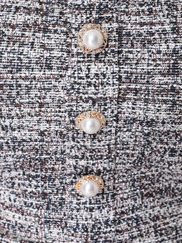 画像14: XSサイズあり【an/アン】 ツイード / セットアップ/ ストレッチ/ 半袖/ 袖あり/ パフスリーブ/ タイト/ ミニドレス/ キャバドレス[OF05] (14)