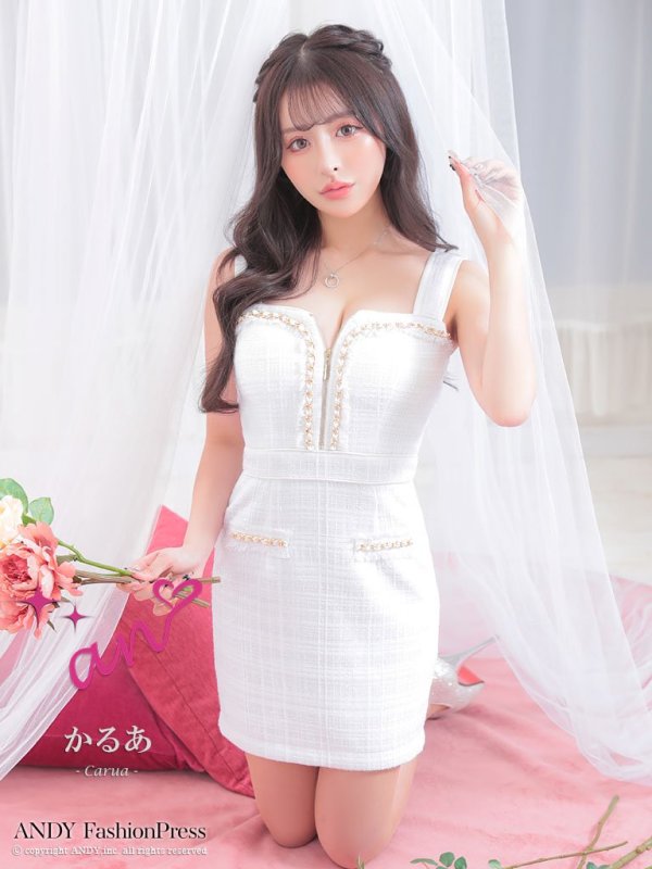 画像9: 【LIMITED SALE開催中！! 11月11日より順次発送予定】XSサイズあり【an /アン】 ツイード/ フロントジップ/ チェーン/ ノースリーブ/ ポケットデザイン/タイト/ ミニドレス/ キャバドレス[OF05] (9)