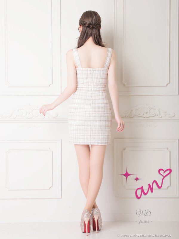 画像27: 【LIMITED SALE開催中！! 11月11日より順次発送予定】XSサイズあり【an /アン】 ツイード/ フロントジップ/ チェーン/ ノースリーブ/ ポケットデザイン/タイト/ ミニドレス/ キャバドレス[OF05] (27)