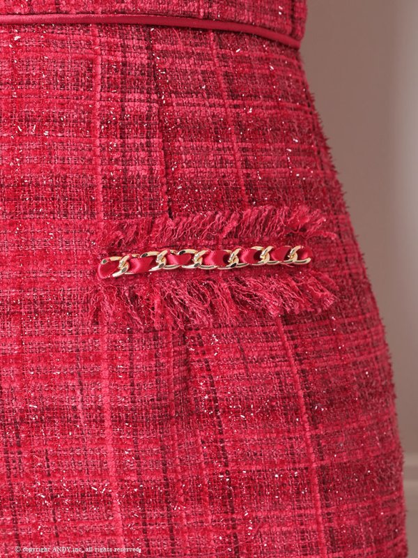 画像6: 【LIMITED SALE開催中！! 11月11日より順次発送予定】XSサイズあり【an /アン】 ツイード/ フロントジップ/ チェーン/ ノースリーブ/ ポケットデザイン/タイト/ ミニドレス/ キャバドレス[OF05] (6)