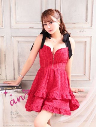 フリルツイードAラインドレス XSサイズあり【ROBE de FLEURS/ローブドフルール】チェック柄
