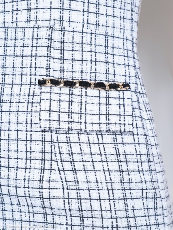 画像20: XSサイズあり【an/アン】フロントジップ/ チェック/ ツイード/ ノースリーブ/ チェーンパイピング/ タイト/ ミニドレス/ キャバドレス[OF05] (20)