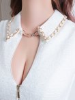 画像14: XSサイズあり【an/アン】襟付き/ チェーン/ カットアウト/ ノースリーブ/ ワンカラー/ タイト/ ミニドレス/ キャバドレス[OF05] (14)