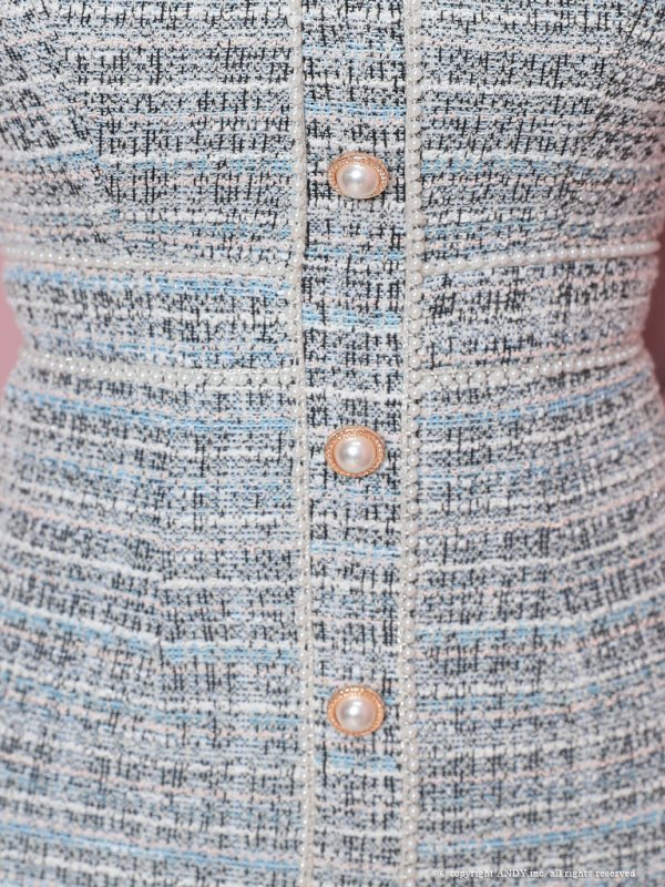 画像21: XSサイズあり【an/アン】ツイード/ パールボタン/ バックル/ ノースリーブ/ タイト/ ミニドレス/ キャバドレス[OF05] (21)