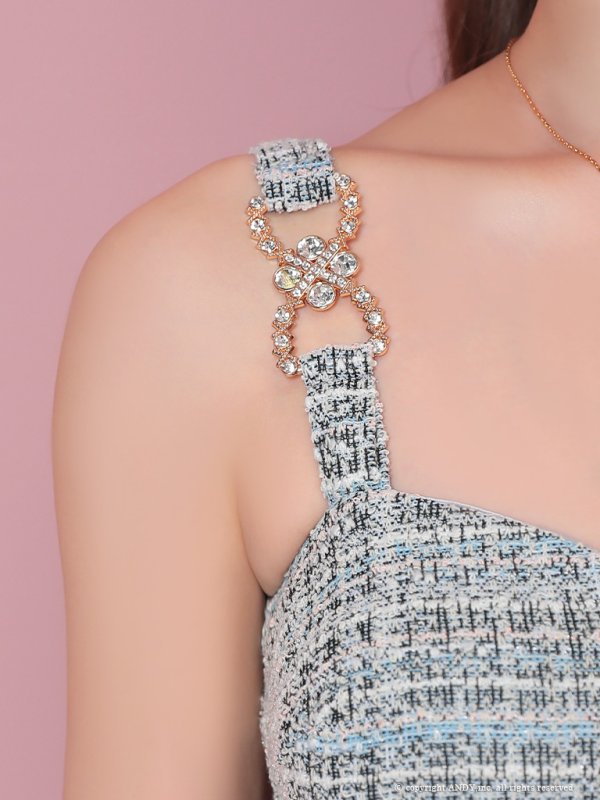 画像20: XSサイズあり【an/アン】ツイード/ パールボタン/ バックル/ ノースリーブ/ タイト/ ミニドレス/ キャバドレス[OF05] (20)