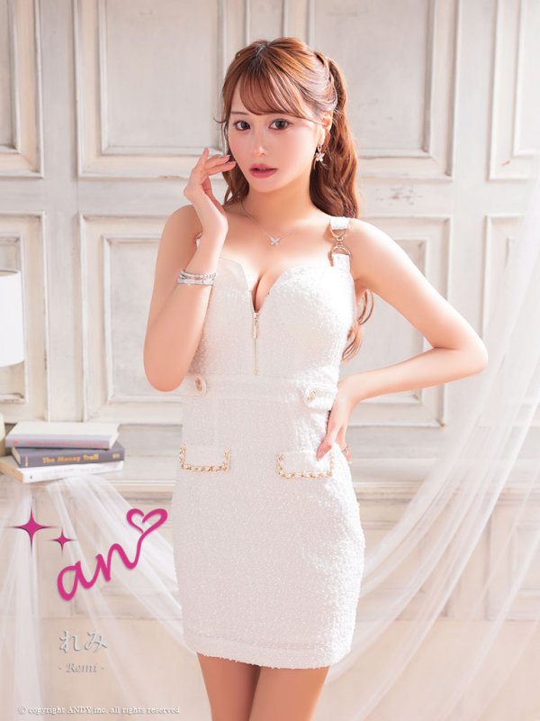 画像20: 【LIMITED SALE開催中！! 11月11日より順次発送予定】XSサイズあり【an /アン】 ストレッチ/ ツイード/ フロントジップ/ ショルダーバックル/ ノースリーブ/ ポケットデザイン/タイト/ ミニドレス/ キャバドレス[OF05] (20)