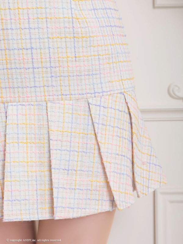 画像26: XSサイズあり【an /アン】襟付き/ チェック/ ツイード/ ノースリーブ/ チェーン/ プリーツ/ Aライン/ セットアップ/ ミニドレス/ キャバドレス[OF05] (26)