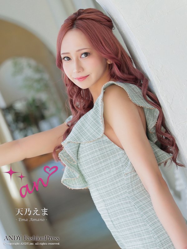 画像42: XSサイズあり【an /アン】チェック/ フリル/ ノースリーブ/ フロントジップ/ マーメイド/ ミディアムドレス / キャバドレス[OF05] (42)