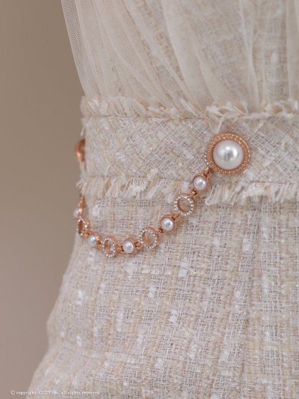 画像13: 【an /アン】マーメイド/ チュール/ ショルダーリボン/ テールカット/ ツイード/ ミディアムドレス/ キャバドレス[OF05] (13)