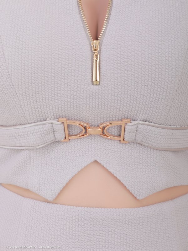 画像31: XSサイズあり【an /アン】 セットアップ/ ワンカラー/ 半袖/ フロントジップ/ 襟付き/ タイト/ ミニドレス/ キャバドレス[OF05] (31)