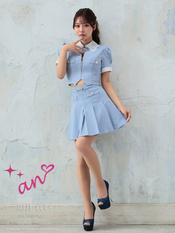 画像25: XSサイズあり【an /アン】襟付き/ フロントジップ/ 袖あり/ パフスリーブ/ プリーツ/ Aライン/ セットアップ/ ミニドレス/ キャバドレス[OF05] (25)