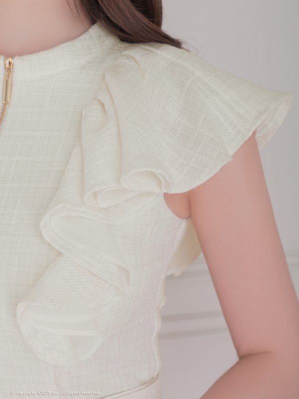 画像13: XSサイズあり【an /アン】 フリルショルダー/ アシメデザイン/ フロントジップ/ ノースリーブ/ チェック柄/ タイト/ ミニドレス/ キャバドレス[OF05] (13)