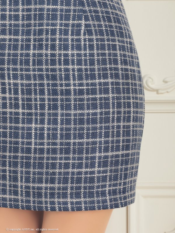 画像39: XSサイズあり【an /アン】 フリルショルダー/ アシメデザイン/ フロントジップ/ ノースリーブ/ チェック柄/ タイト/ ミニドレス/ キャバドレス[OF05] (39)