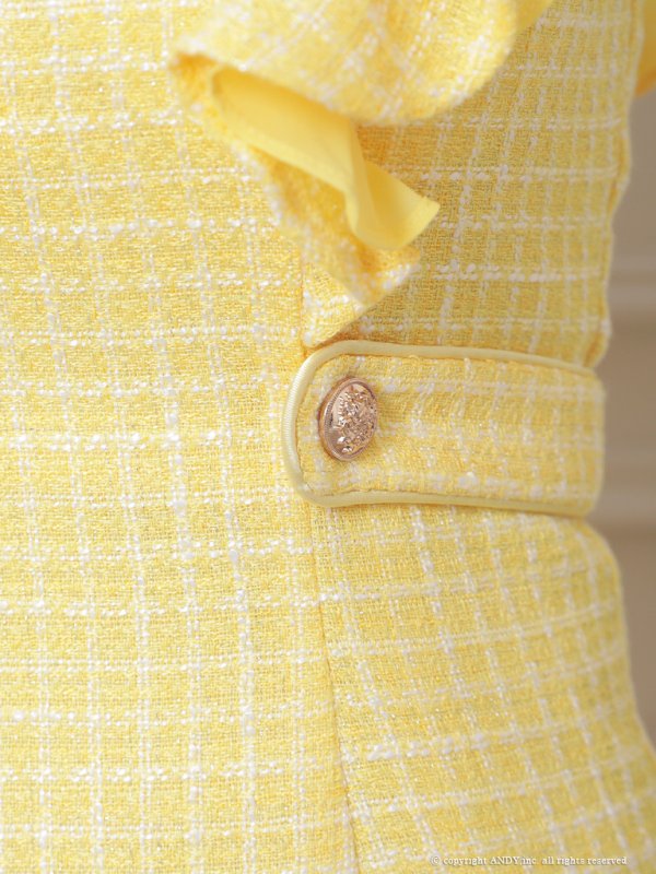 画像22: XSサイズあり【an /アン】 フリルショルダー/ アシメデザイン/ フロントジップ/ ノースリーブ/ チェック柄/ タイト/ ミニドレス/ キャバドレス[OF05] (22)