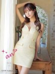 画像3: XSサイズあり【an/アン】ツイード/ チェーン/ バックル/ フロントジップ/ ノースリーブ/ バックリボン/ タイト/ ミニドレス/ キャバドレス[OF05] (3)