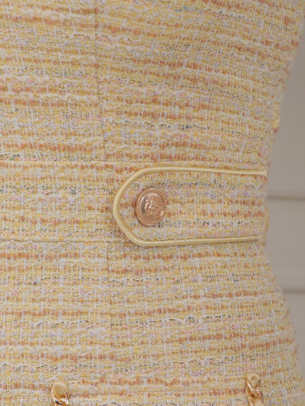 画像26: XSサイズあり【an/アン】ツイード/ チェーン/ バックル/ フロントジップ/ ノースリーブ/ バックリボン/ タイト/ ミニドレス/ キャバドレス[OF05] (26)