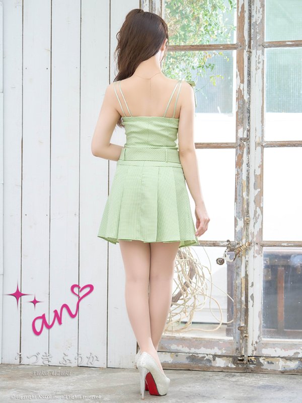 画像7: XSサイズあり【an /アン】ツイード/ ボタン/ ショルダーリボン/ キャミソール/ セットアップ/ Aライン/ 裾プリーツ/ ミニドレス/ キャバドレス[OF05] (7)