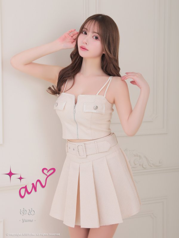 画像28: XSサイズあり【an /アン】ツイード/ ボタン/ ショルダーリボン/ キャミソール/ セットアップ/ Aライン/ 裾プリーツ/ ミニドレス/ キャバドレス[OF05] (28)