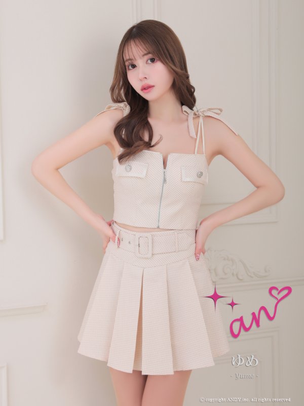 画像29: XSサイズあり【an /アン】ツイード/ ボタン/ ショルダーリボン/ キャミソール/ セットアップ/ Aライン/ 裾プリーツ/ ミニドレス/ キャバドレス[OF05] (29)