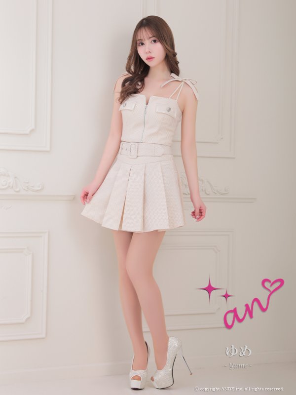 画像30: XSサイズあり【an /アン】ツイード/ ボタン/ ショルダーリボン/ キャミソール/ セットアップ/ Aライン/ 裾プリーツ/ ミニドレス/ キャバドレス[OF05] (30)