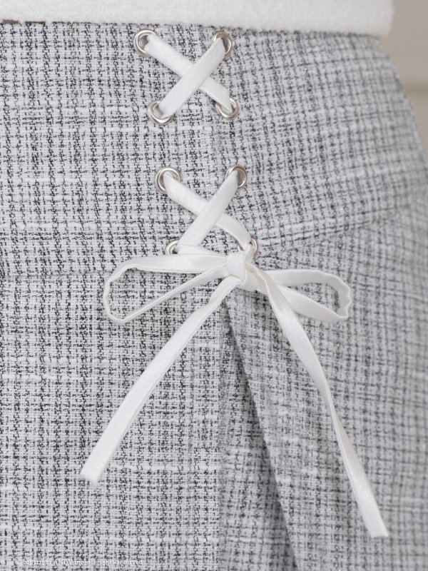 画像12: XSサイズあり【an /アン】ツイード/ 2way/ キャミソール/ 袖あり/ パフスリーブ/ プリーツ/ 編み上げ/ Aライン/ セットアップ/ ミニドレス/ キャバドレス[OF05] (12)