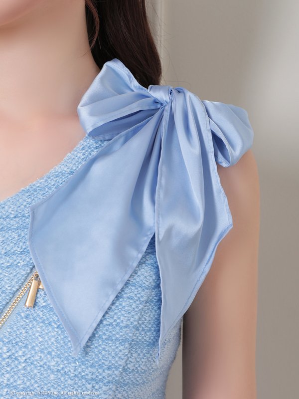 画像7: XSサイズあり【an/アン】アシンメトリーショルダー/ リボンモチーフ/ ノースリーブ/ ジップ/ タイト/ ミニドレス/ キャバドレス[OF05] (7)