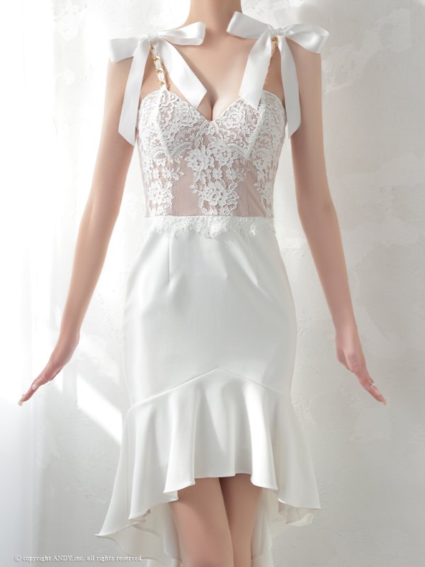 画像21: 【an /アン】リボン/ マーメイド/ テールカット/ キャミ/ レース/ チェーン/ テールカット/ ミディアムドレス/ キャバドレス[OF05] (21)