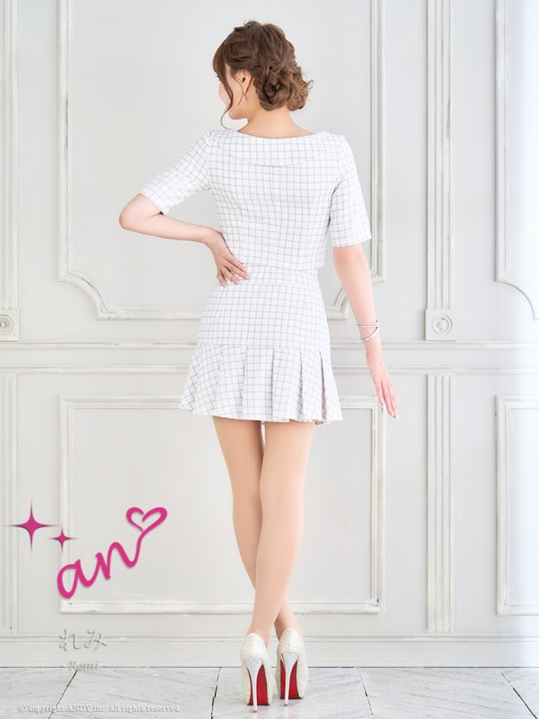 画像4: XSサイズあり【an /アン】 襟付き/ フロントジップ/ 袖付き/ 半袖/ プリーツ/フレア/ ミニドレス/ キャバドレス[OF05] (4)