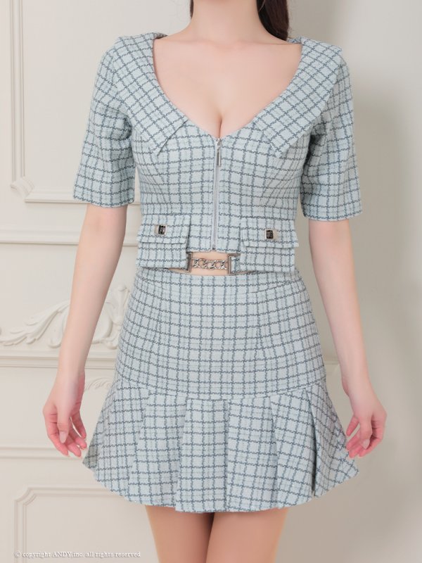 画像14: XSサイズあり【an /アン】 襟付き/ フロントジップ/ 袖付き/ 半袖/ プリーツ/フレア/ ミニドレス/ キャバドレス[OF05] (14)