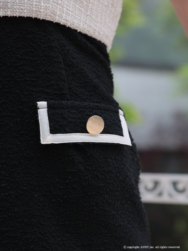 画像18: XSサイズあり【an /アン】 オフショル/ フロントジップ/ リボン/ ツイード/ 切り替え/ バイカラー/ ショルダーチェーン/ タイト/ ミニドレス/ キャバドレス[OF05] (18)