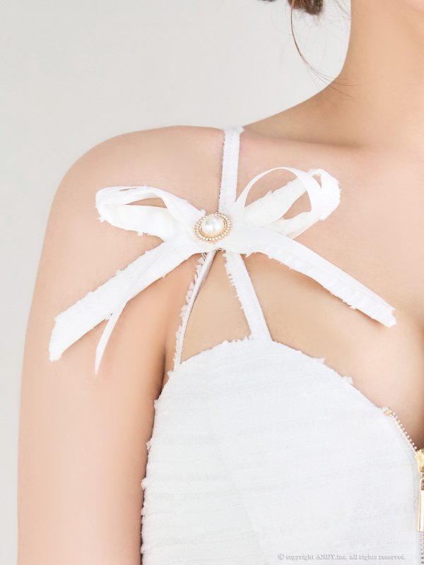 画像16: XSサイズあり【an /アン】リボン/ キャミソール/ フロントジップ/ プリーツ/ Aライン/ セットアップ/ ミニドレス/ キャバドレス[OF05] (16)