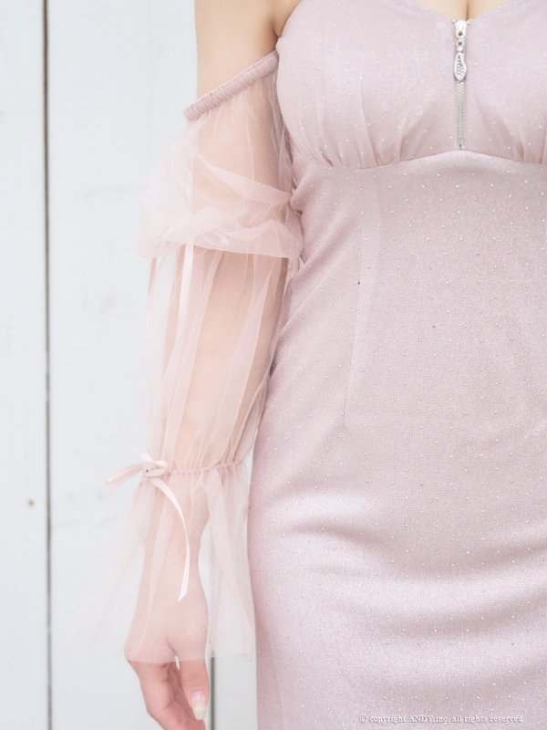 画像19: XSサイズあり【an /アン】ショルダービジュー/ キャミソール/ ラメ/ ラインストーン/ ストレッチ/ ロングスリーブ/ 袖あり/ タイト/ ミニドレス/ キャバドレス[OF05] (19)